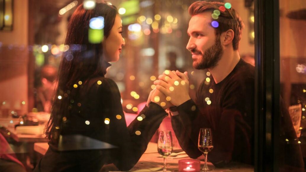 a couple in a restaurant